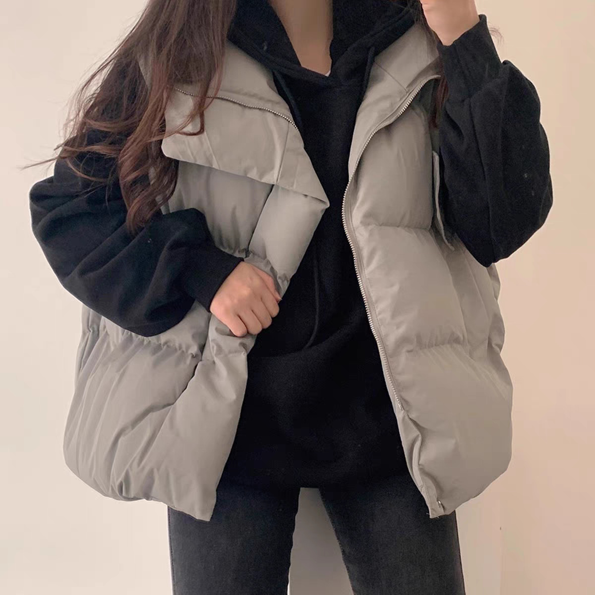 小众叠穿立领马甲棉衣外套女2025冬季新款加厚保暖面包服棉服上衣