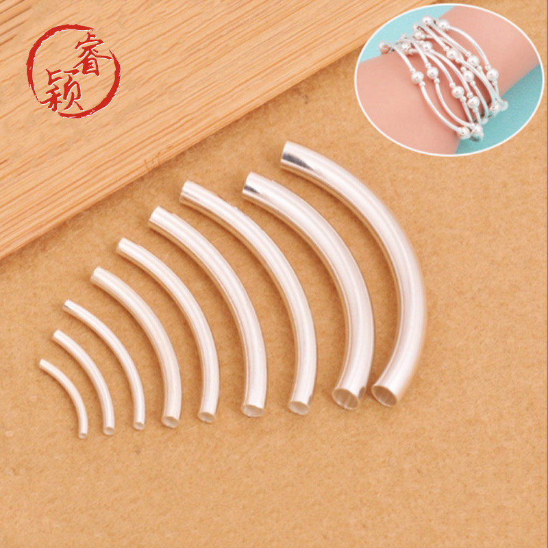 925纯银配件银弯管小空心管手串diy手工材料编织手链串珠饰品项链
