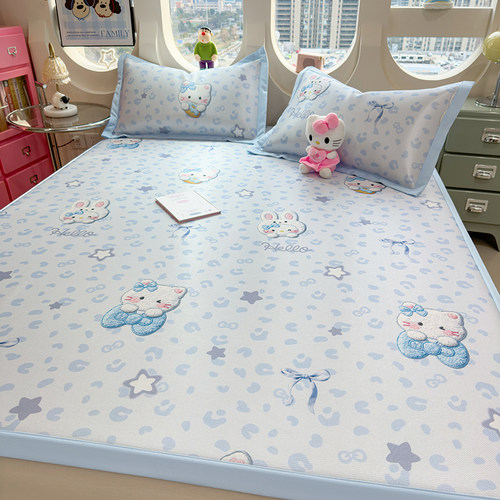 ins萌系可爱卡通冰丝席三件套