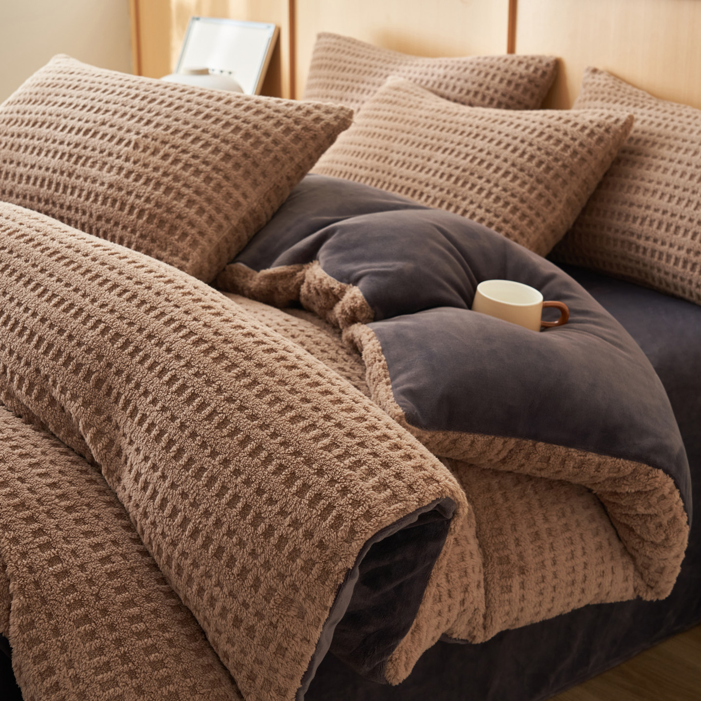 冬季加厚保暖牛奶绒塔芙蓉四件套时尚简约几何珊瑚绒被套床上用品,床上用品,床品套件/四件套/多件套,淘宝优惠券,粉丝福利购,淘宝优惠卷
