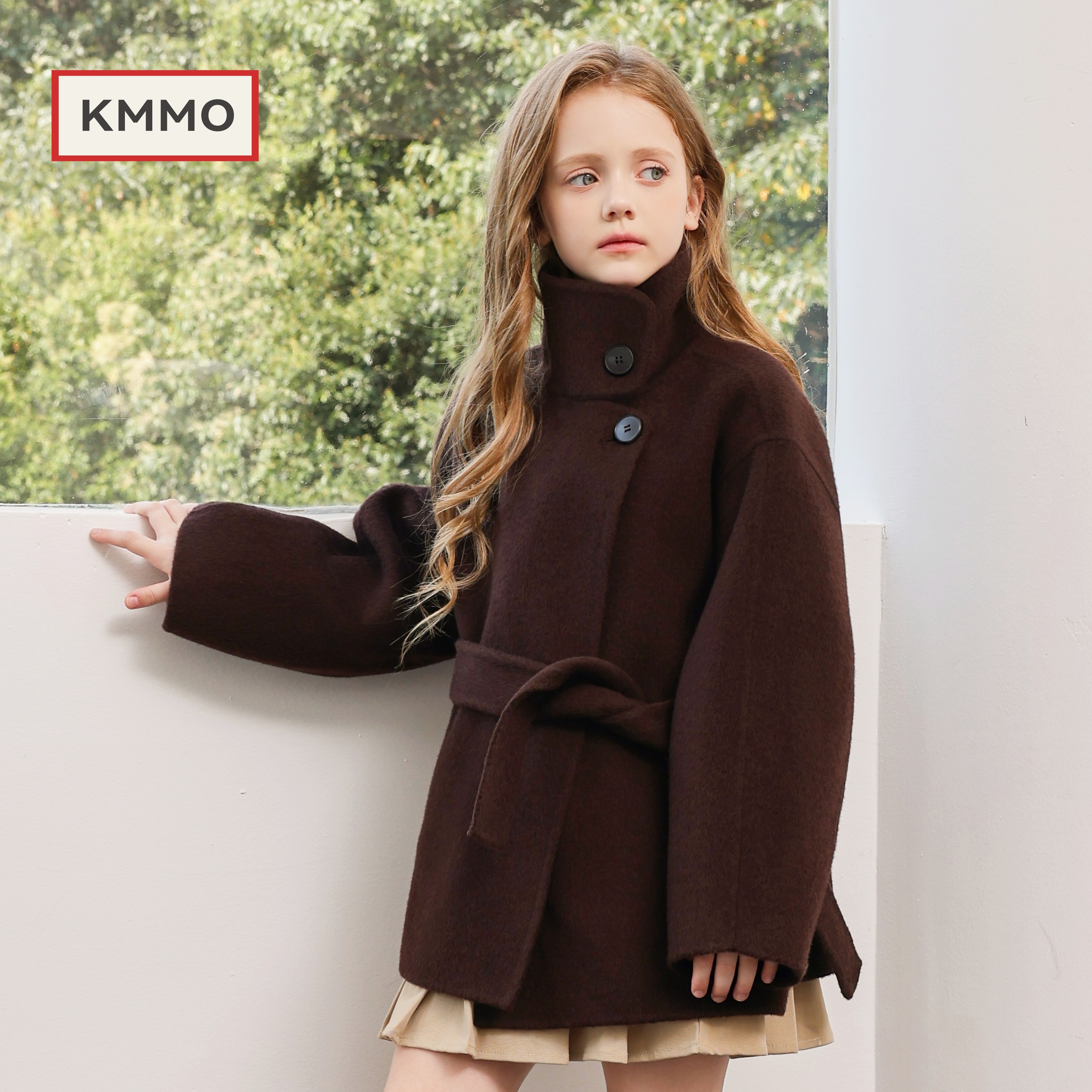 KMMO女童双面羊毛大衣秋冬新款