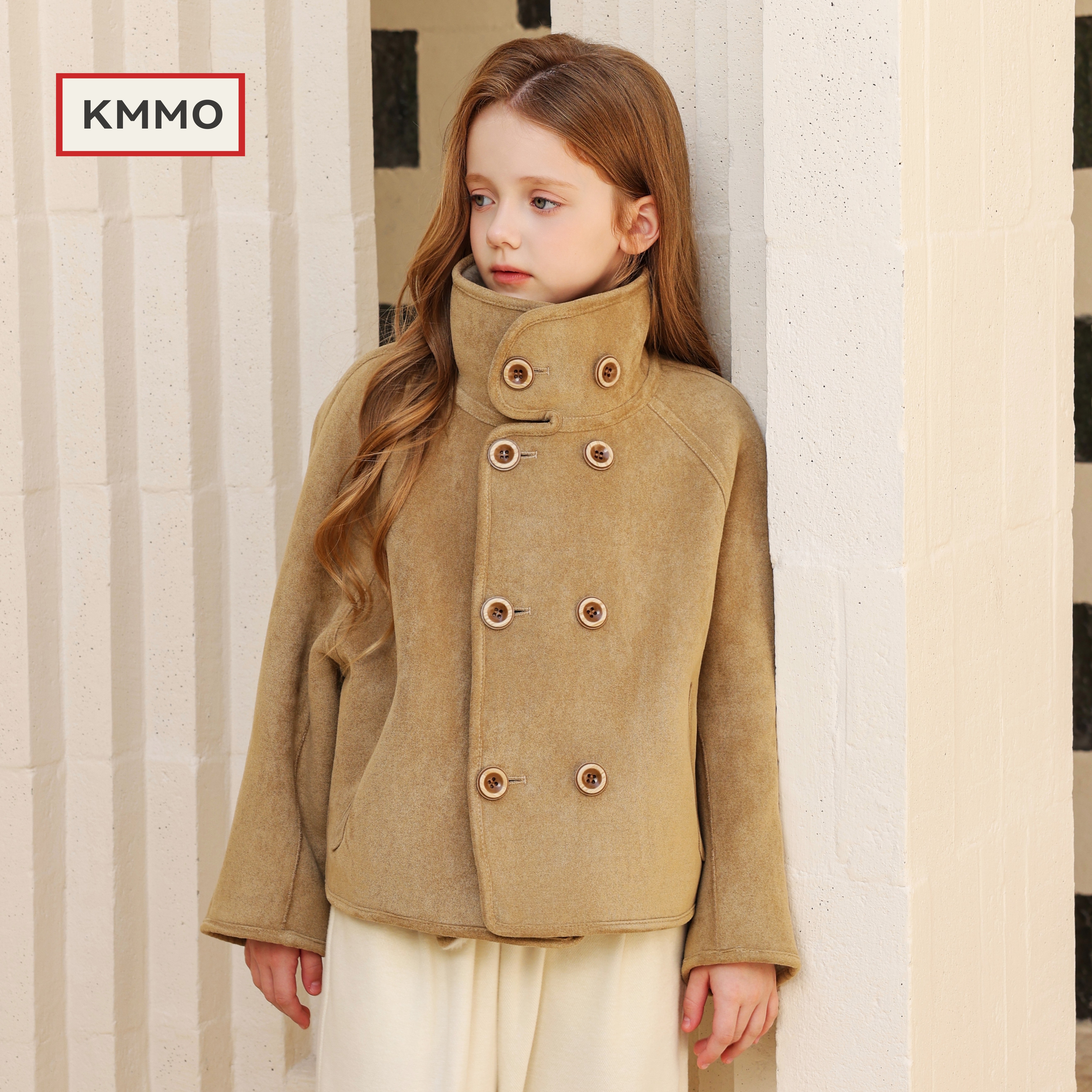 KMMO女童皮毛一体加厚保暖外套