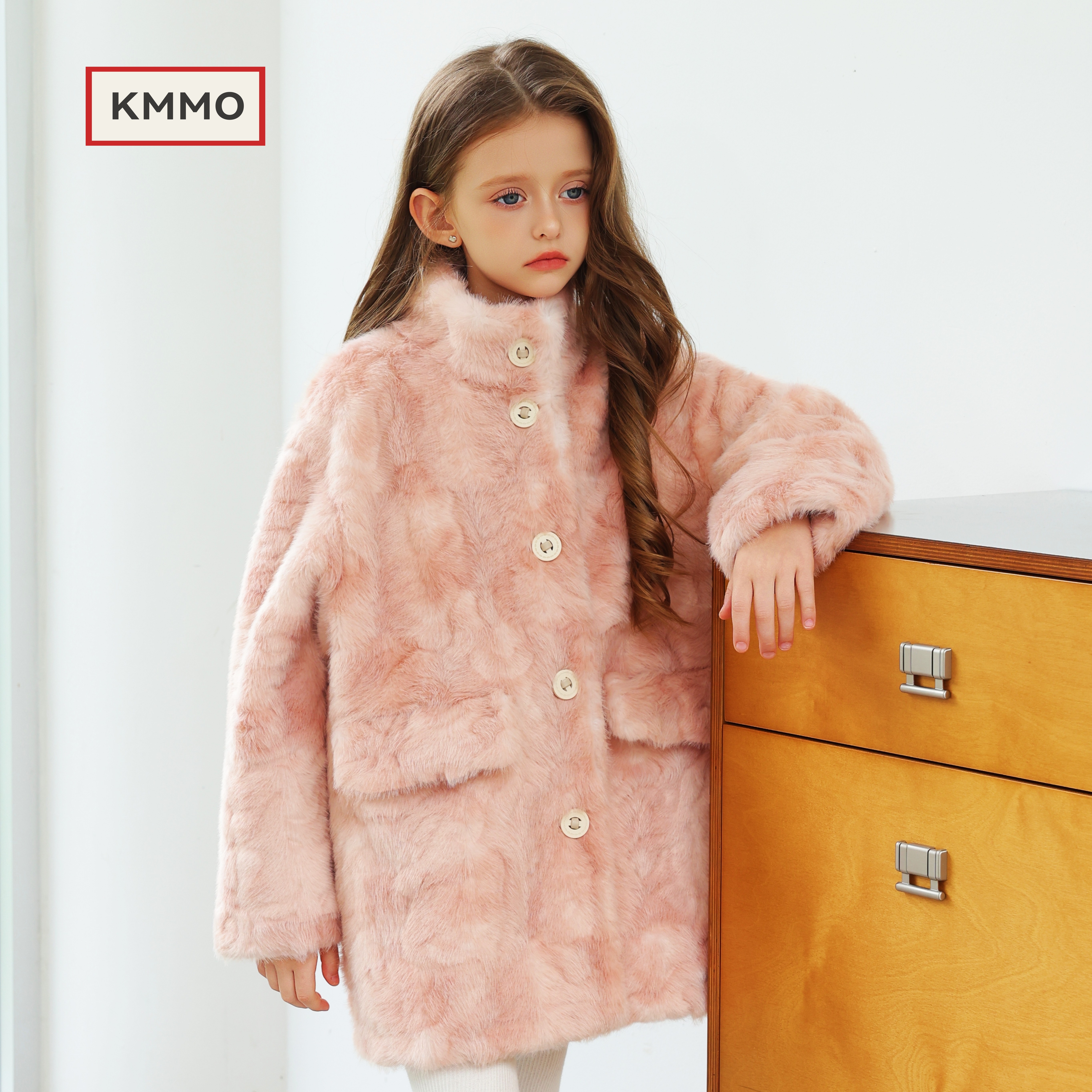 KMMO女童加厚保暖立领毛绒外套