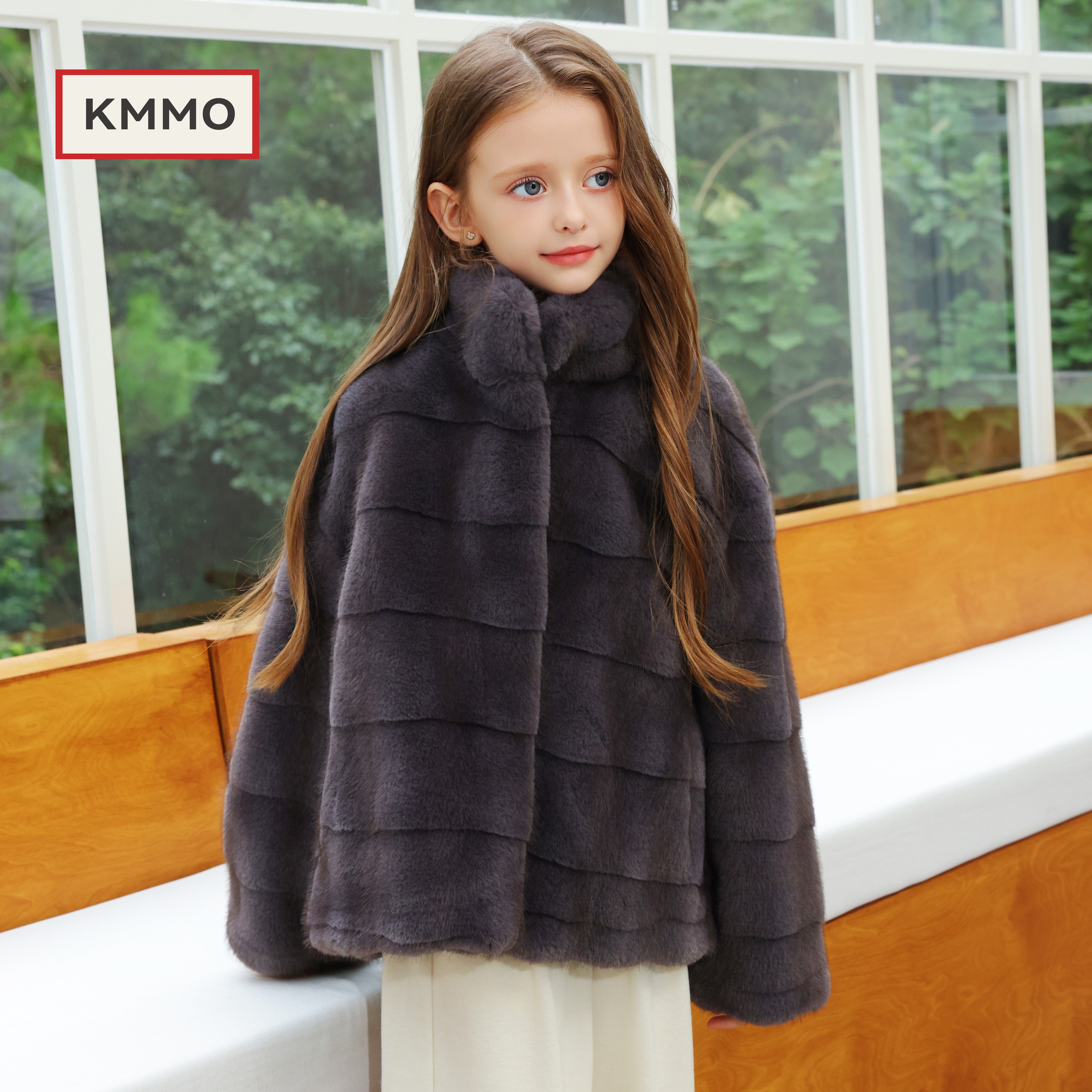 KMMO女童仿水貂毛加厚保暖外套