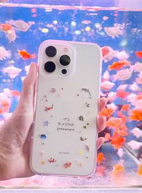 24 hatch “海底世界”系列镶钻双层TPU透明磨砂手机壳适用于苹果14-17系列