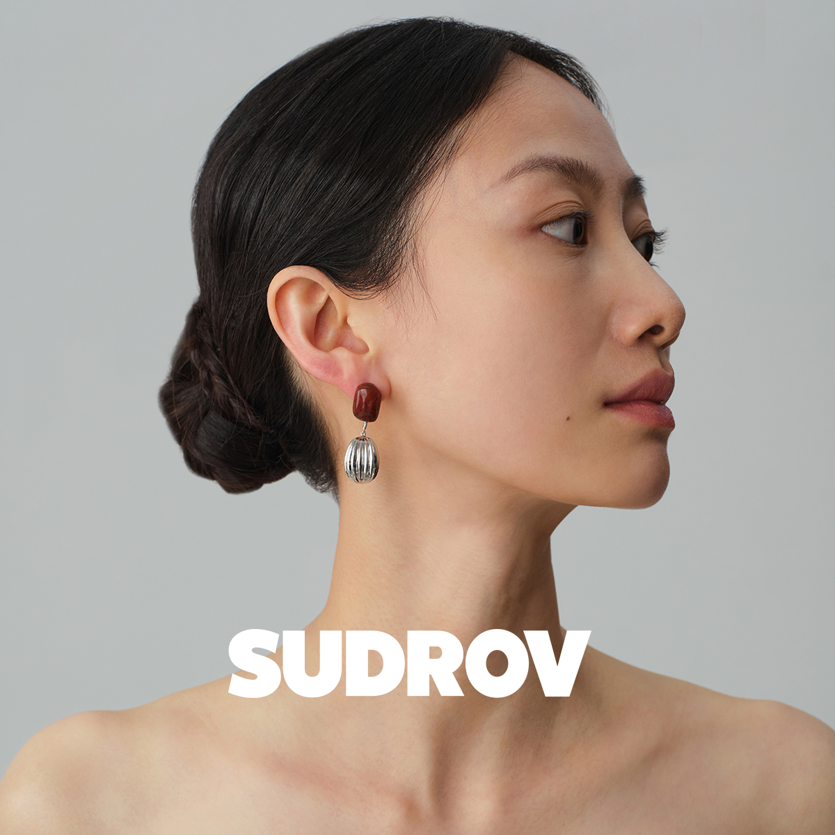 SUDROV素觉玛瑙银女耳钉