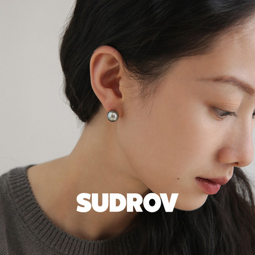SUDROV素觉大溪地海水黑珍珠耳钉