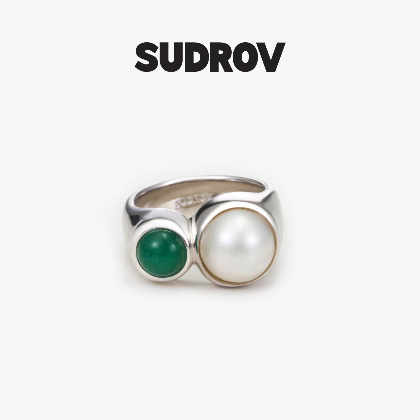 SUDROV素觉经典款非洲翠马贝戒指时尚个性国潮设计师款高级感指环
