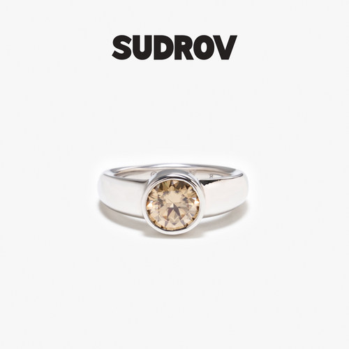 SUDROV素觉香槟金色莫桑石戒指