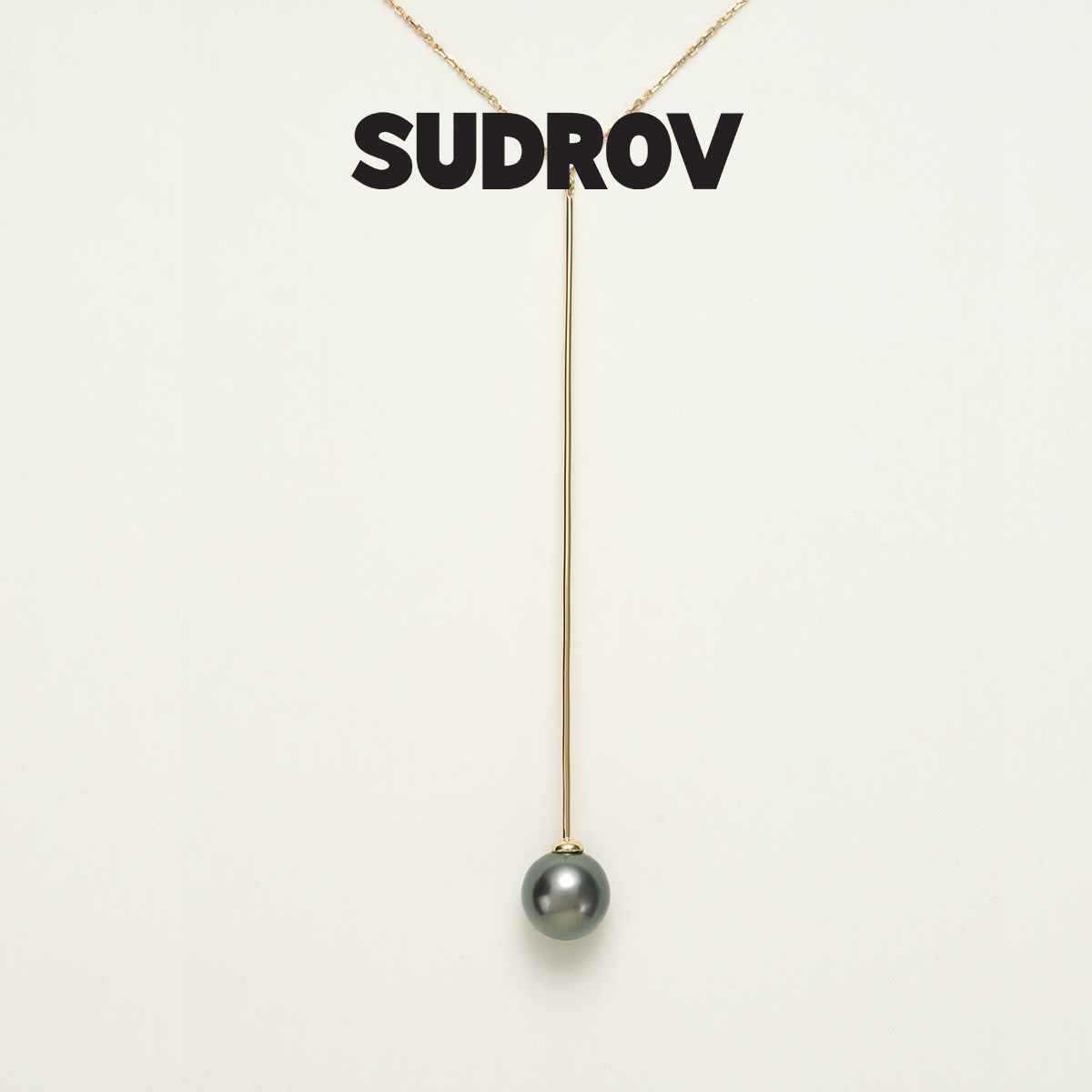 SUDROV素觉18K金正圆黑珍珠项链