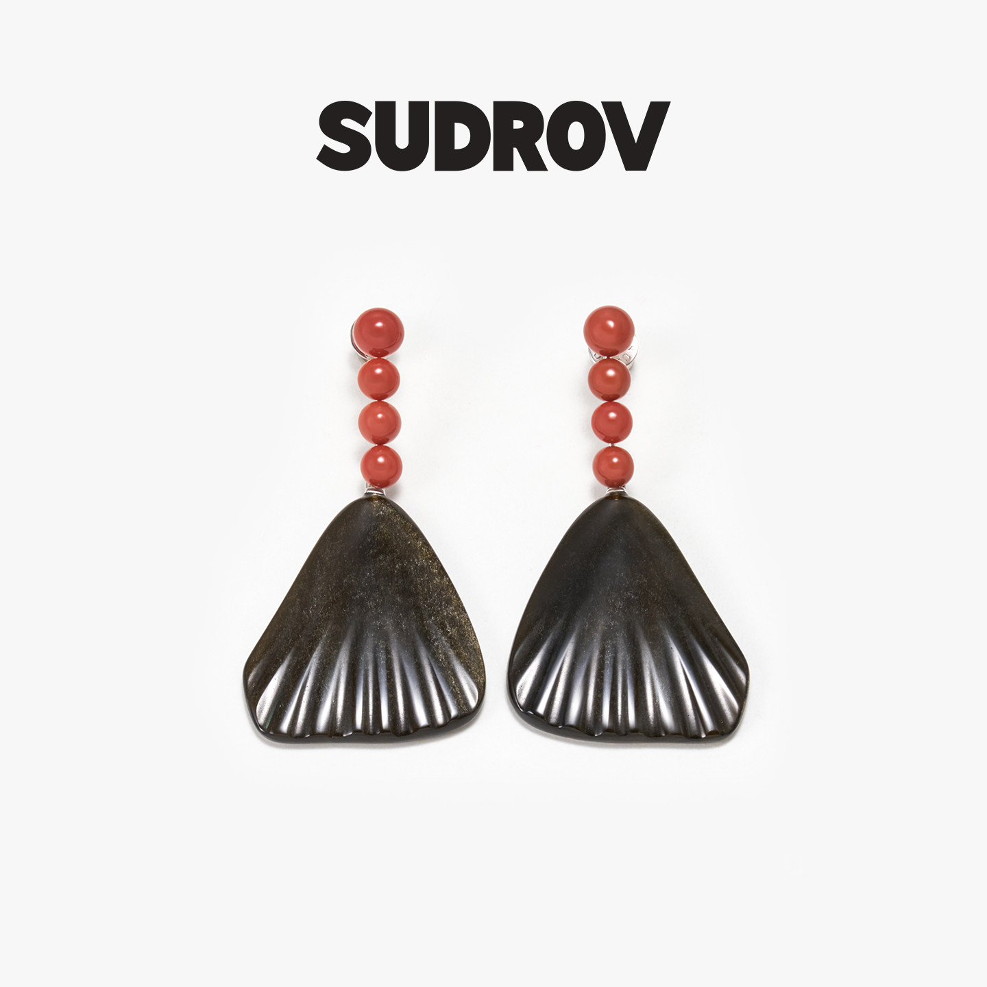 SUDROV素觉Lucky Sign新年限定款南红金耀石新中式耳坠耳环耳饰女
