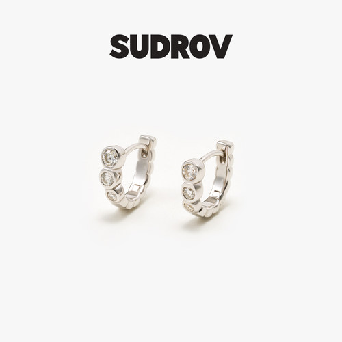 SUDROV素觉925银莫桑石耳圈