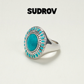 SUDROV素觉Lucky Sign系列轻奢设计感新中式 高级感绿松石戒指女