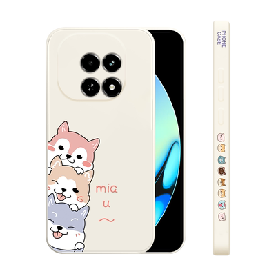 适用realmev60手机壳直边卡通创意三只狗狗真我V60S新款保护套RMX3995镜头全包防摔RMX3996潮牌简约男女款