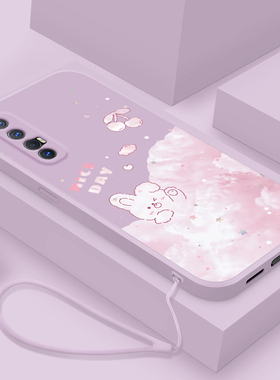 opporeno3手机壳新款云朵兔子小熊opporeno3pro男女款液态硅胶OPPO Reno3全包防摔reno3元气版手机套超薄外壳