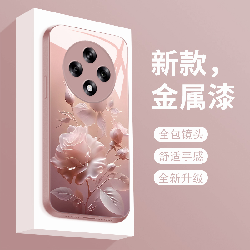 适用于oppoa3iplus手机壳雾色玫瑰A3iPlus新款液态玻璃保护套0pp0a3ip镜头全包防摔PKA110潮牌简约创意女款