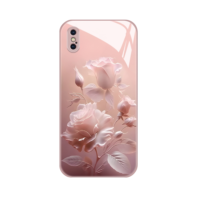 雾色玫瑰iPhonex手机壳新款苹果xsmax玻璃xr网红xs全包防摔xmax奢华i硅胶潮牌ten十卡通x s创意ip简约X r