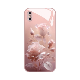 雾色玫瑰iPhonex手机壳新款苹果xsmax玻璃xr网红xs全包防摔xmax奢华i硅胶潮牌ten十卡通x s创意ip简约X r