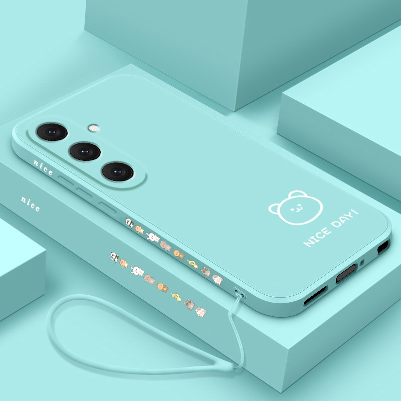 适用三星s25+手机壳新款液态硅胶GalaxyS25十保护套个性简约线条小熊小兔s25ultra全包防摔Samsung潮牌男女款