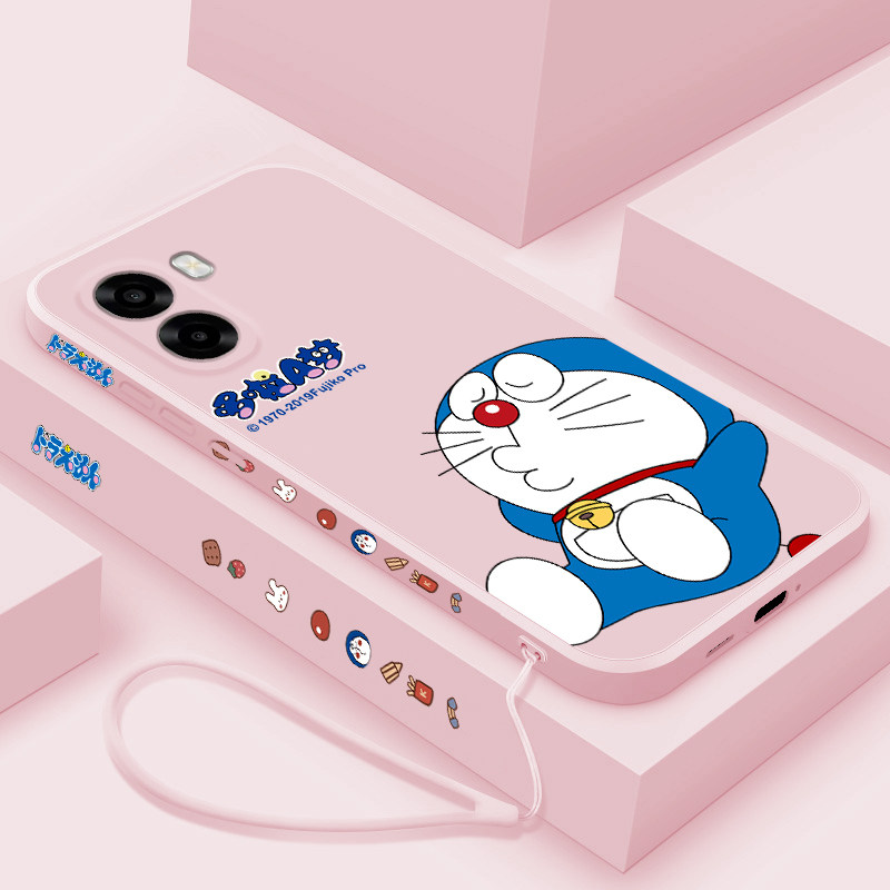 适用OPPOA6S手机壳卡通叮当猫A6C液态硅胶保护套A6i+网红高级时尚防摔女款A6V全包简约外壳oppo超薄可爱软壳