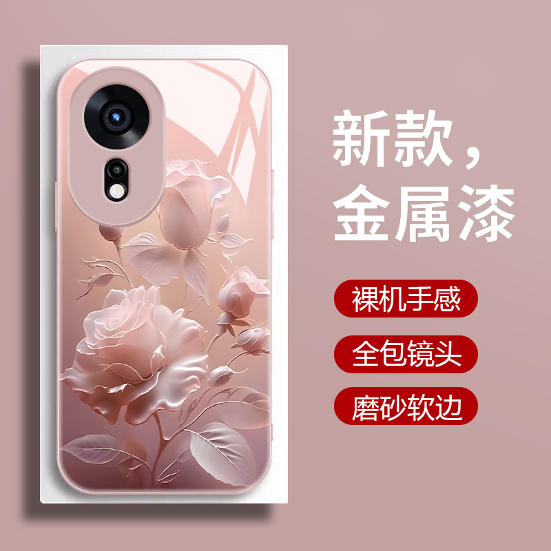 适用华为智选hinova12se手机壳雾色玫瑰Hi NOVA12SE新款液态玻璃保护套嗨12SE镜头全包防摔novo潮牌简约女款