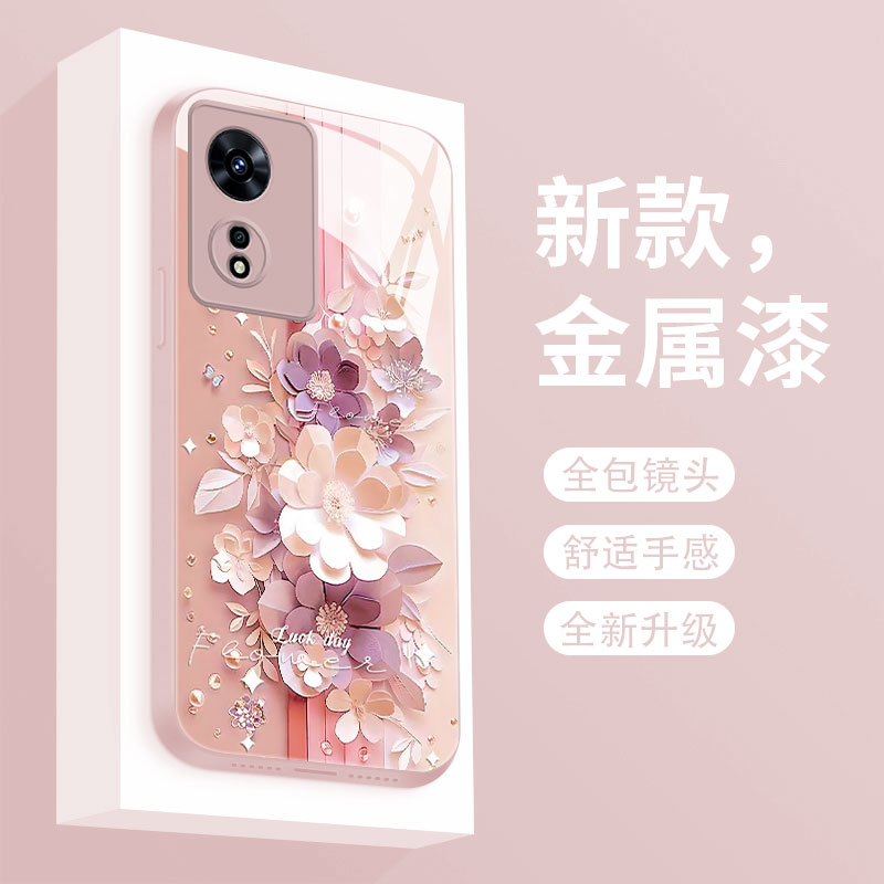 适用oppoa97手机壳A96新款保护套a95液态玻璃a93s网红爆款剪纸花a92s全包高级女款a9x超薄散热5G防摔硬壳