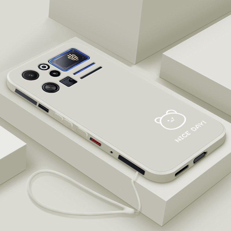 适用努比亚红魔12pro+手机壳线条小熊小兔红魔12Pro十液态硅胶保护套Nubia超薄简约防摔NX819J全包高级男女款