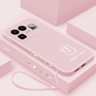 适用realmeneo8手机壳液态硅胶真我NEO8保护套简约线条小熊小兔RMX8899超薄防摔OPPO全包高级男女款