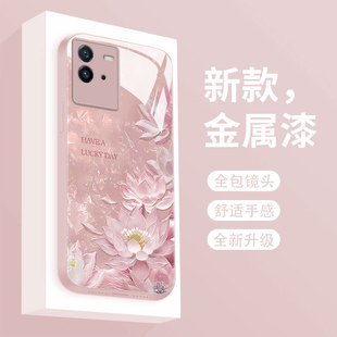 适用vivoiqooneo6se手机壳新款iQOONeo5S液态玻璃保护套爱酷neo5活力版女款时尚莲花NEO3高级全包防摔