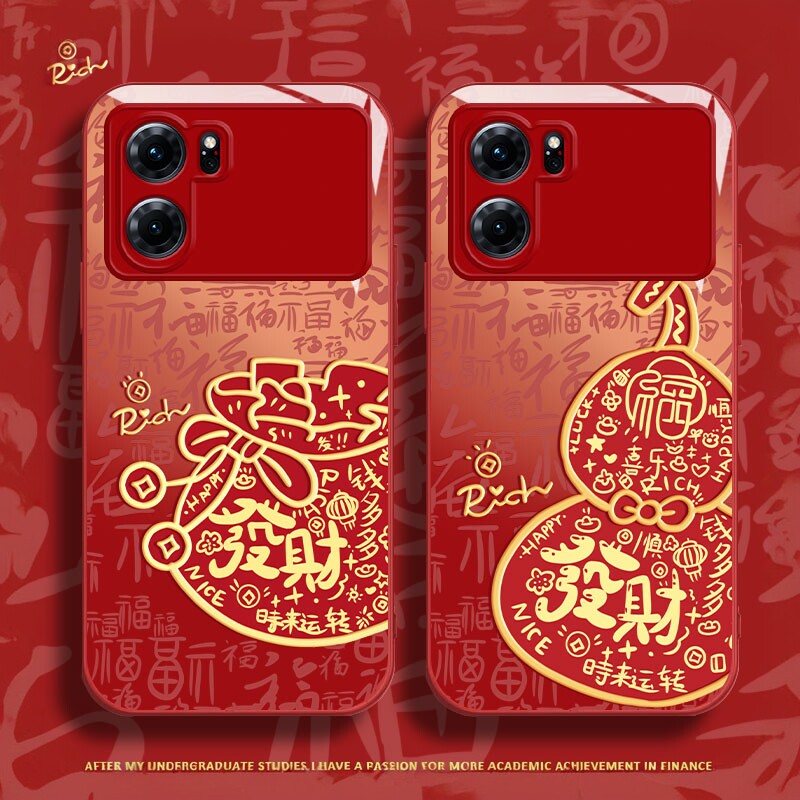 适用oppok10手机壳新年款0pp0k10x液态玻璃保护套k10活力版网红發財福袋K9s全包高级男女款K9Pro超薄防摔散热