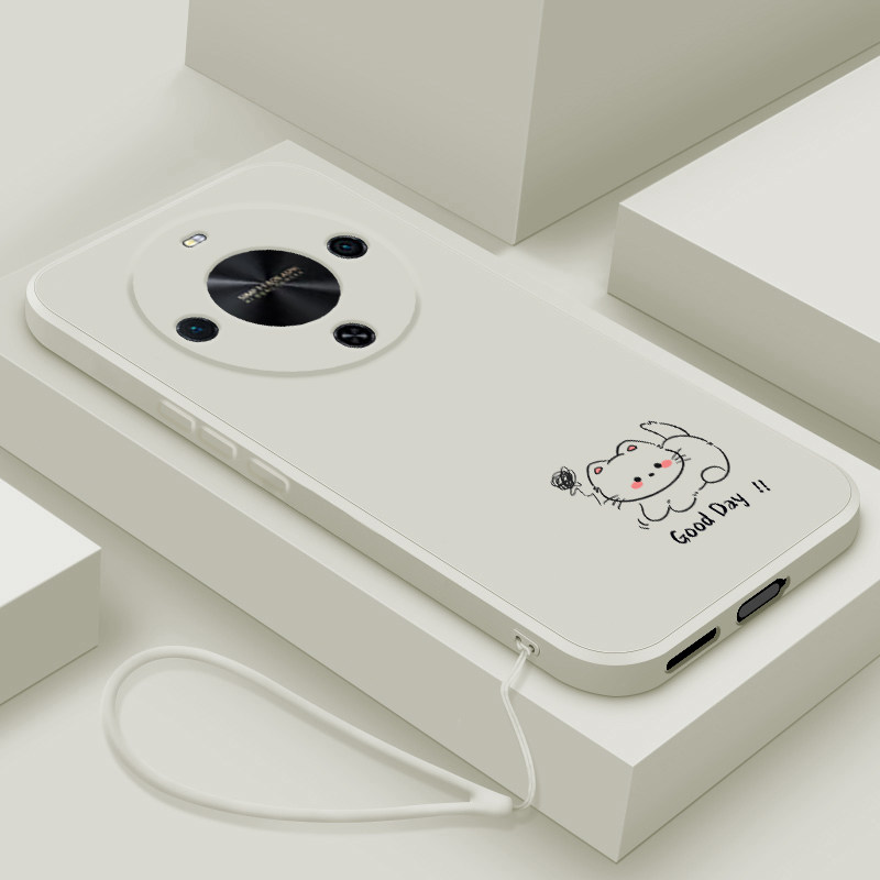 线条小猫适用华为畅享70x活力版手机壳液态硅胶畅想70x活力版保护套卡通男女款7ox高级防摔BRE-AL00a全包简约