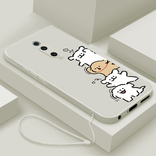 適用小米紅米k20pro液態硅膠手機殼Redmi10A新款 10xpro全包防摔軟殼 保護套9a超薄簡約開心小狗九高級男女款