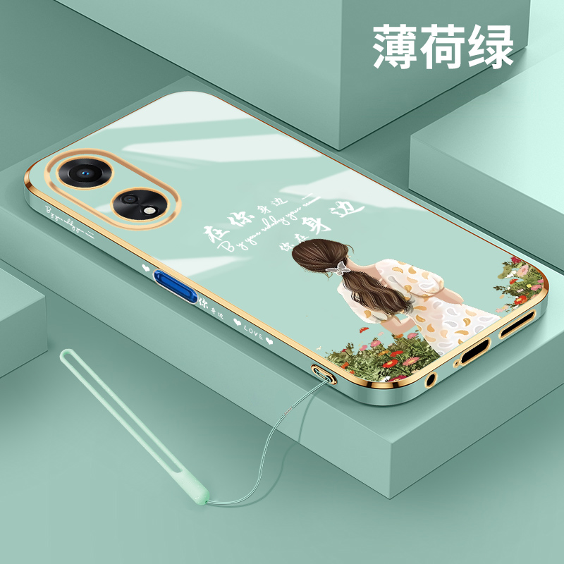 oppoa1活力版手机壳新款女款在你身边OPPO A1直边电镀硅胶a1手机套0PP0外壳男5G超薄全包防摔PHJ110软壳网红