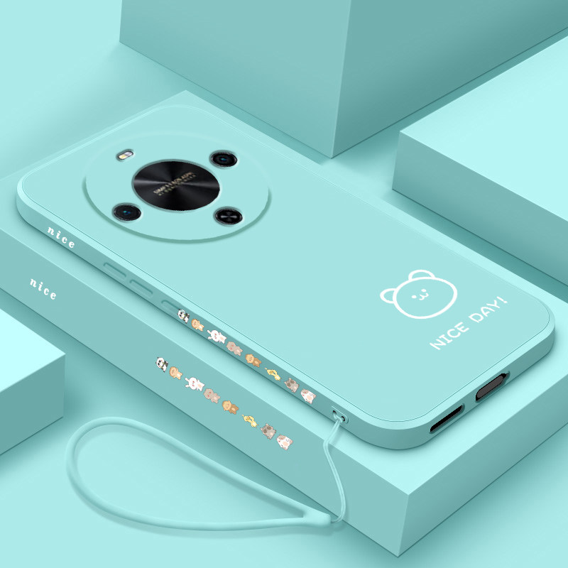 适用华为畅享70x手机壳新款液态硅胶畅想70X保护套个性简约线条小熊小兔cx7ox全包防摔BRE-AL00a潮牌创意男女