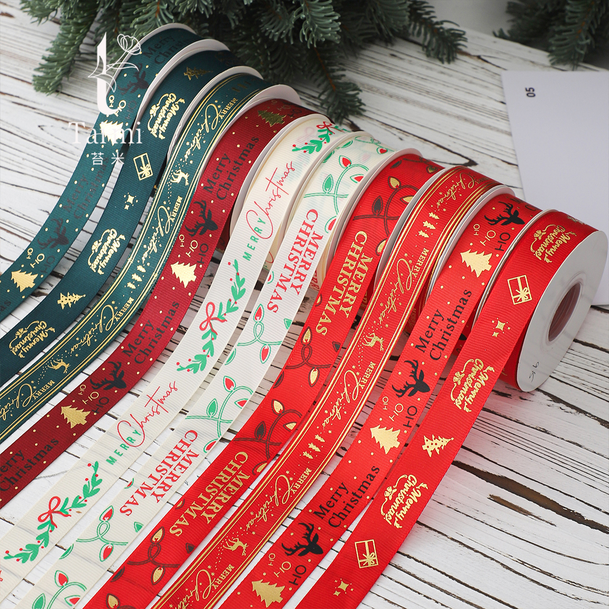 苔米 新款圣诞节鲜礼物包装彩带节日花束蝴蝶结装饰缎带礼品绑带