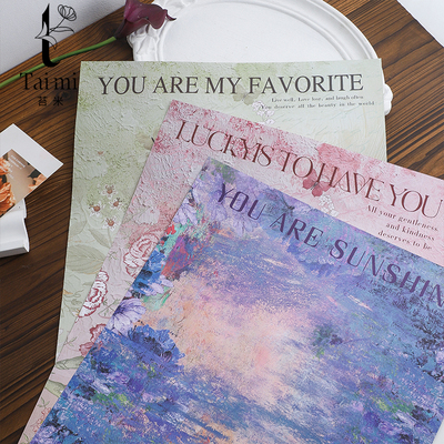 苔米米熙梦花园油画风鲜花包装纸