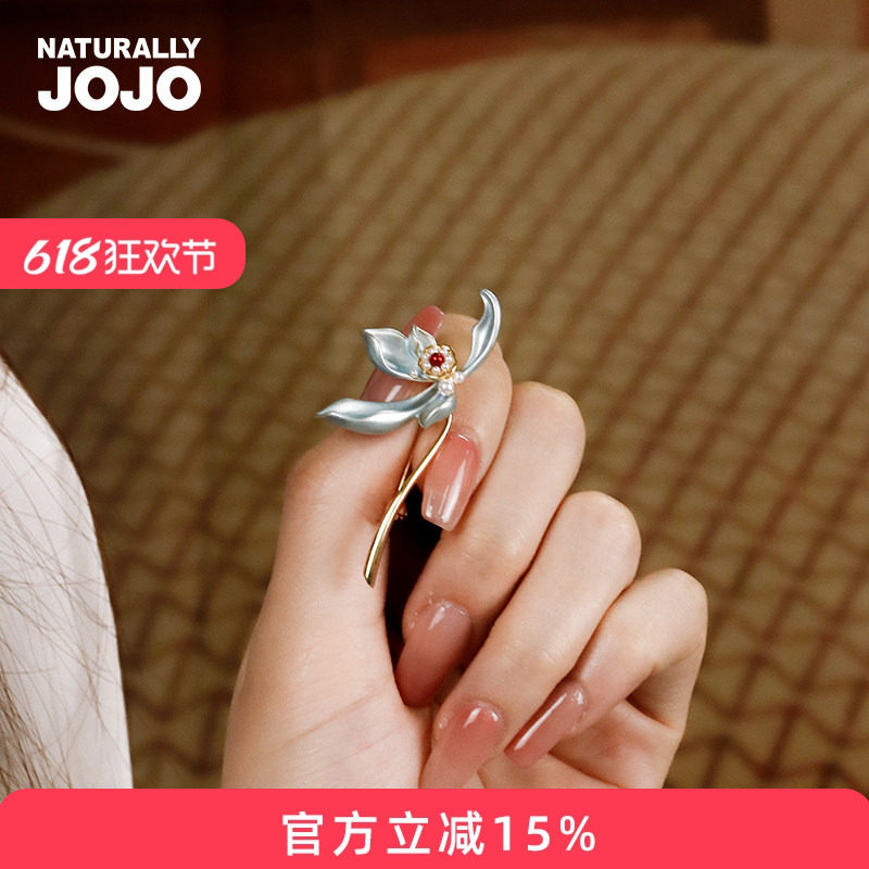 复古国风迎风起舞蓝色鸢尾胸针胸花女超美高档西装旗袍别针扣配饰