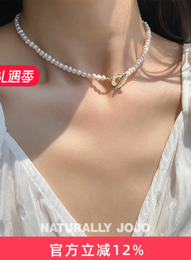 花朵OT扣气质珍珠项链女生轻奢小众高级设计感锁骨链法式气质颈链