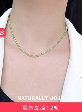 纯银绿色橄榄石项链女高级感轻奢小众设计颈链锁骨链2026新款爆款