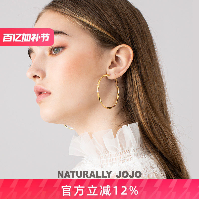 彩金大耳环女2026新款爆款耳圈女气质韩国圆圈网红欧美圆环耳饰品