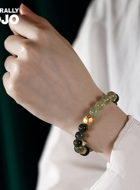 绿意盎然 简约小众高级感孔雀石绿发晶水晶手串轻奢精致时尚手链