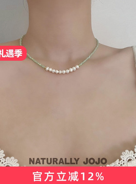 绿色水晶气质淡水珍珠项链女时尚百搭轻奢高级感锁骨链2026年新款