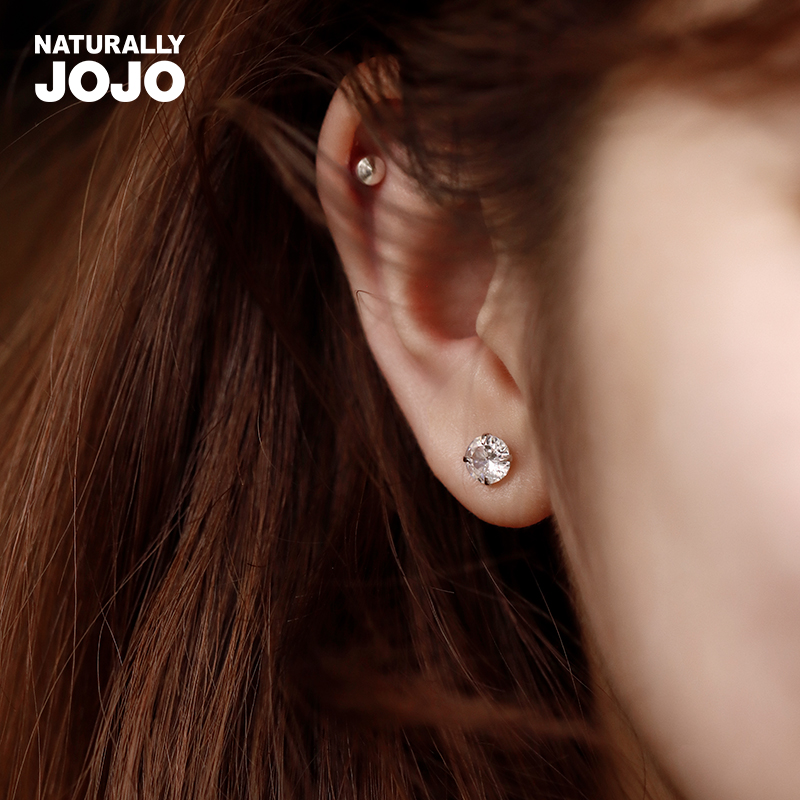 S999纯银闪耀华子锆石耳钉女生养耳洞小巧精致睡觉免摘气质小耳环