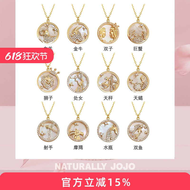 S925纯银星座吊坠情侣项链女轻奢小众高级锁骨链送女友情人节礼物
