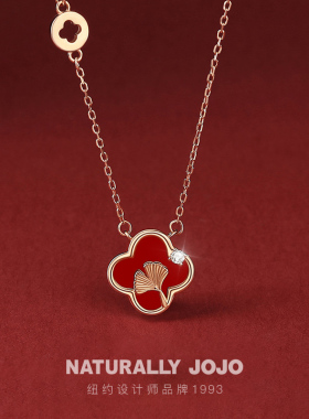 925纯银红玛瑙吊坠项链锁骨链女