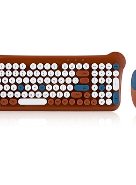 中性qw05可爱混彩无线键鼠套装朋克彩色键盘鼠标办公通用跨境