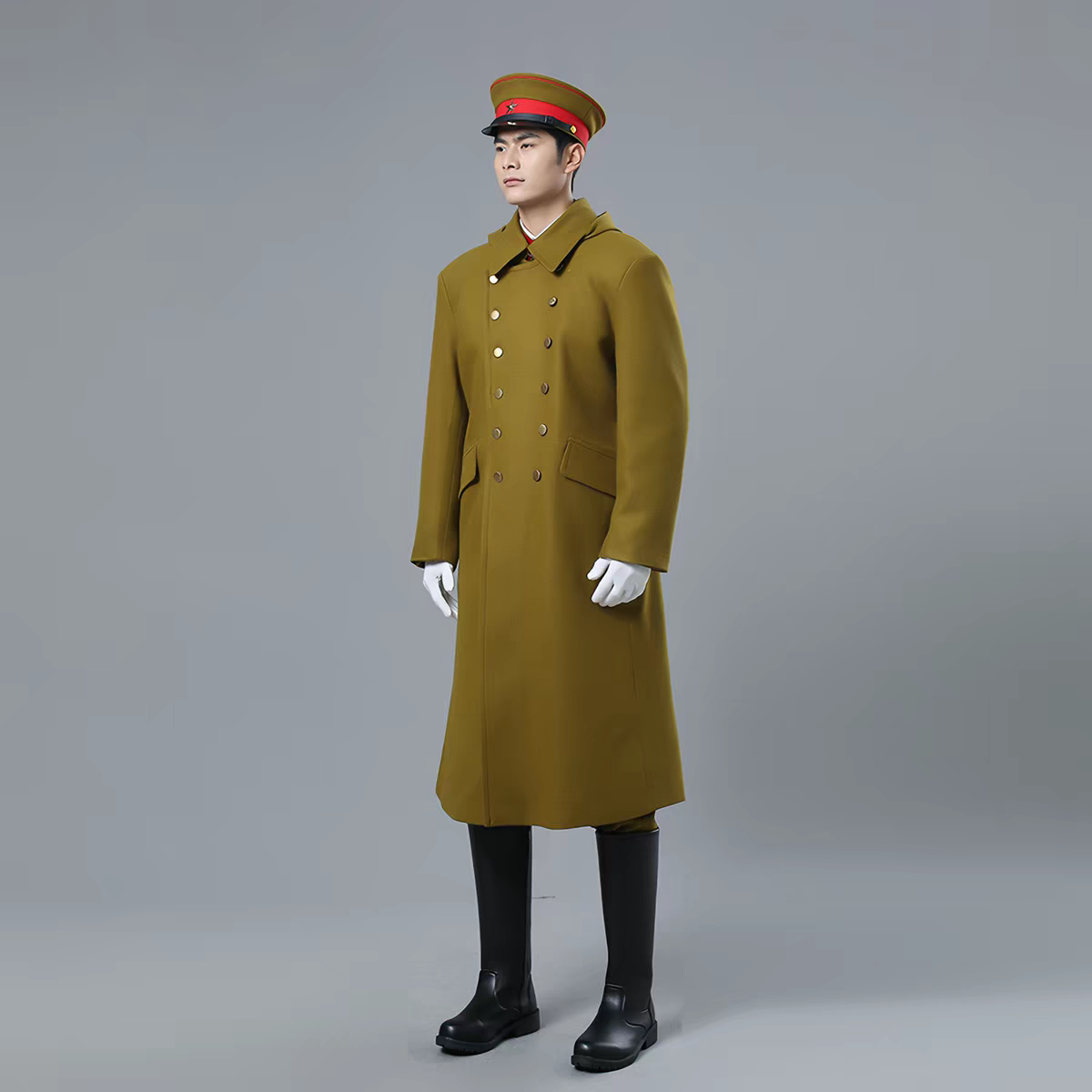 影视剧组话剧团剧本杀反派抗战戏服毛呢套装工装大檐帽肩章领章