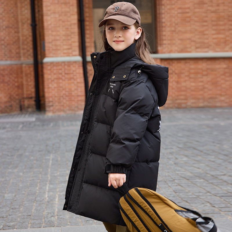 正品巴拉品女童羽绒服中长款加厚
