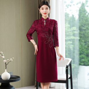 RM23109#婚礼妈妈婚宴礼服喜婆婆装敬酒连衣裙修身秋