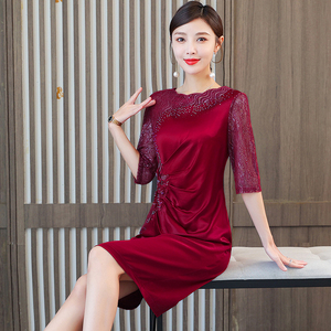 RM8837#婚礼妈妈婚宴礼服喜婆婆装敬酒连衣裙修身夏